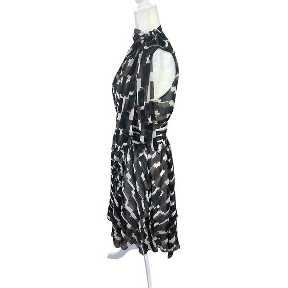 Vintage Banana Republic Silk Midi Dress Bow Geometric Print Y2K Size 6 NEW - Picture 5 of 16